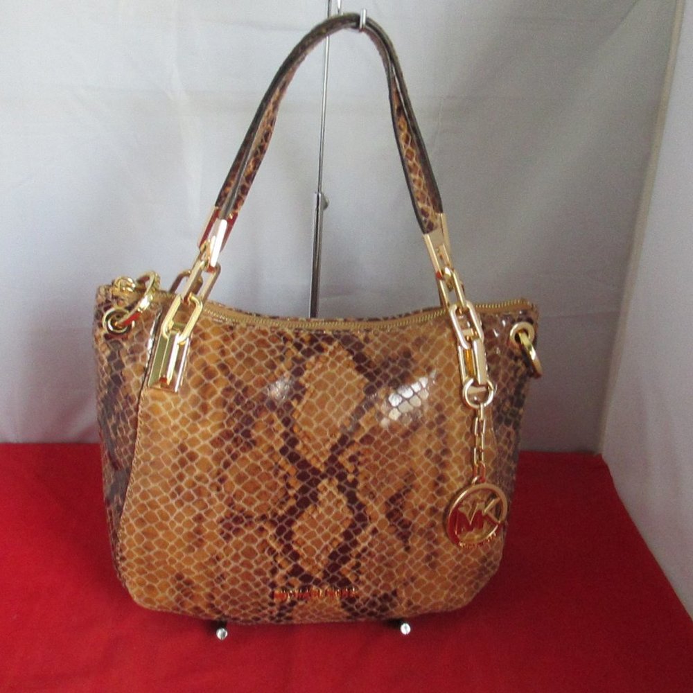 Michael Kors Brooke Medium Embossed Python Leathe… - image 3